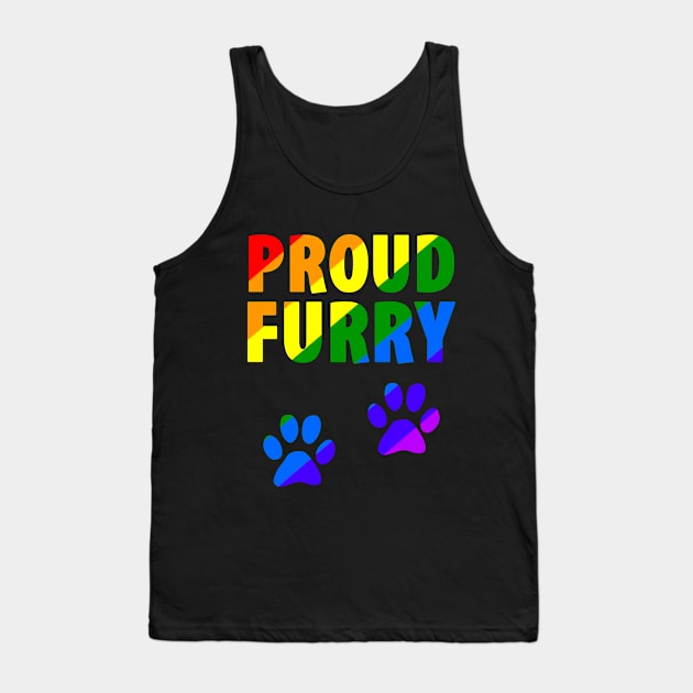 Furry Pride Proud Month Rainbow Paw Print Cute Tank Top by Mellowdellow